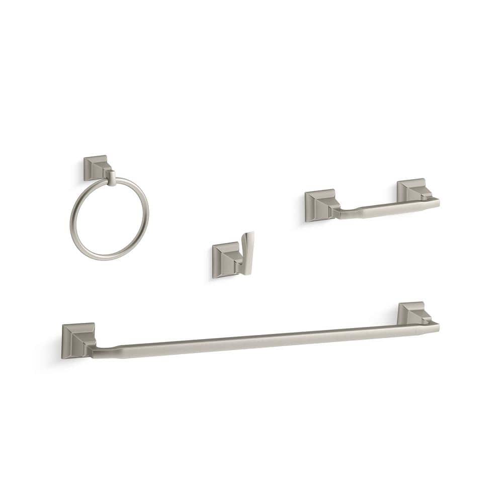 KOHLER Kallan 4Piece Bathroom Hardware Set in Vibrant Brushed Nickel K