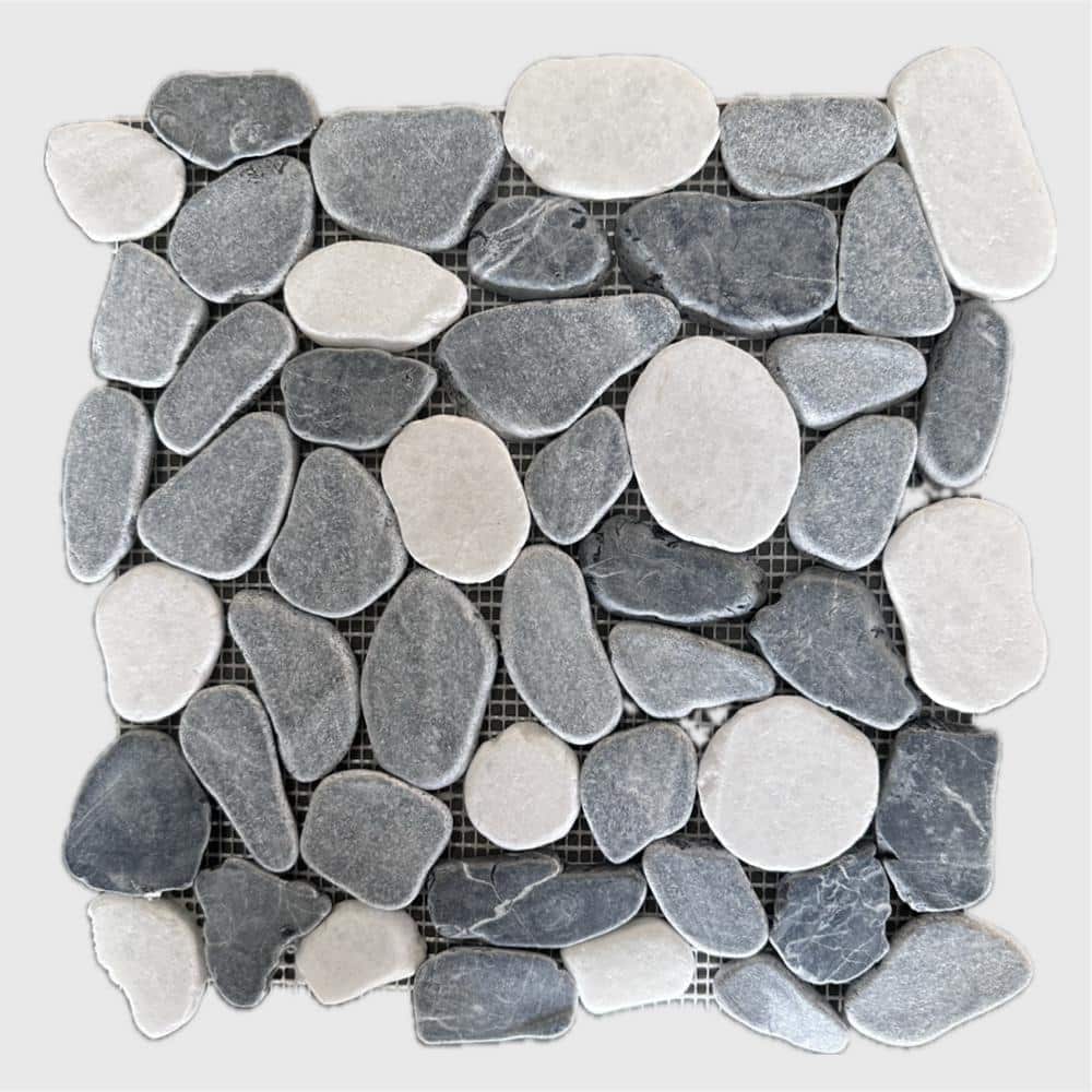 12 in. x 12 in. Blended Sliced Pebble Marble Mosaic Tile (5 sq. ft./case) price history on PriceWatchPro