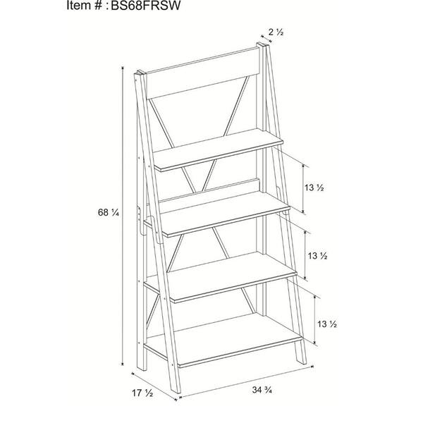 Gray Wood 4 Shelf Ladder Bookcase, Senoia A Frame Ladder Bookcase Designs Pdf