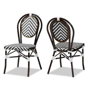 Alaire White and Brown Outdoor Dining Chair (Set of 2)