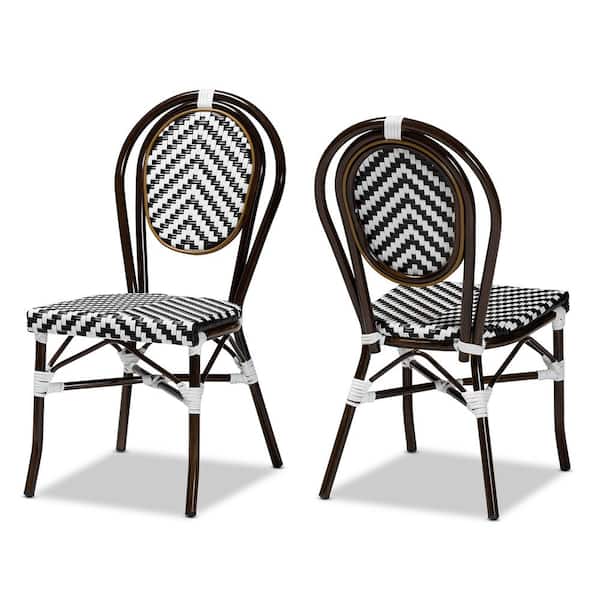 Baxton Studio Alaire White and Brown Outdoor Dining Chair (Set of 2)