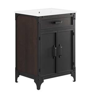Steamforge 24.5 in. W x 18.5 in. D x 39.5 in. H Bath Vanity Cabinet without Top in White Black