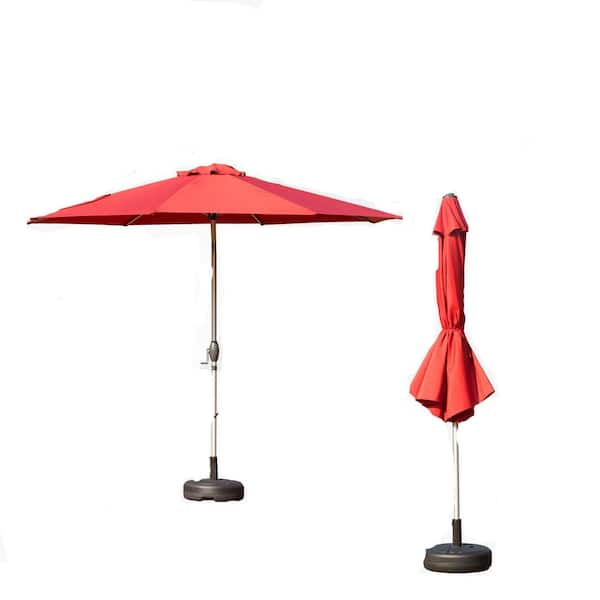 Unbranded 9 ft. Aluminium Market Patio Umbrella Outdoor Table Umbrella with Push Button Tilt and Crank, in Brick Red