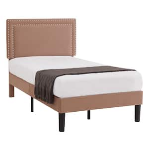 Upholstered Bed with Adjustable Headboard, No Box Spring Needed Platform Bed Frame, Bed Frame Coffee Twin Bed