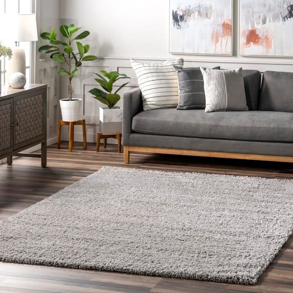 Marleen Contemporary Shag Silver 5 ft. x 8 ft. Area Rug