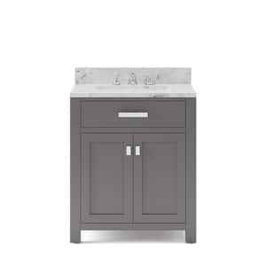 30 in. W x 21 in. D x 34 in. H Vanity in Cashmere Grey with Marble Vanity Top in Carrara White