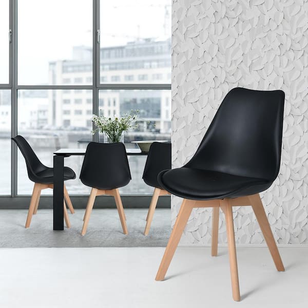 Homy Casa Frankfurt Black Upholstered Side Chair ( Set of 4 )