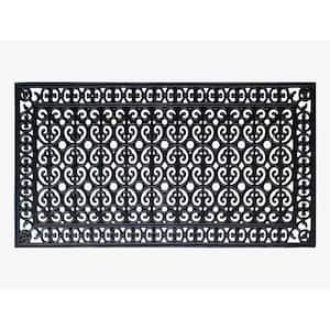 First Impression Artistic Black 30 in. x 60 in. Rubber Paisley Beautifully Hand Finished Thick Door Mat