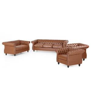 Silverdale 4-Piece Cognac Brown Living Room Sets