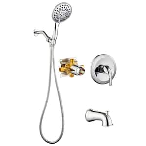 Mondawell 6-Spray Patterns 6 in. Wall Mount Handheld Shower Head with Spout and Valve in Chrome