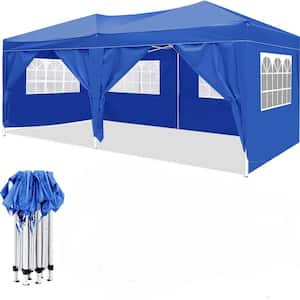 10 ft. x 20 ft. Pop Up Canopy Outdoor Portable Party Folding Tent with 6 Removable Sidewalls, Carry Bag in Blue