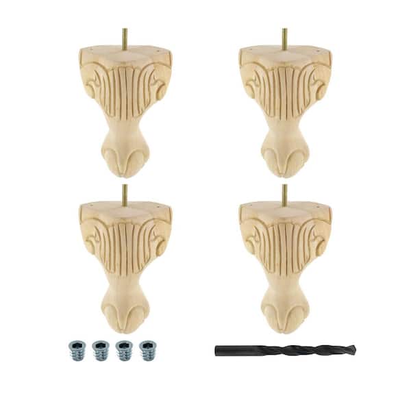 American Pro Decor 6-1/2 in. x 3-1/2 in. Unfinished Solid Hardwood Queen Ann Leg (4-Pack)