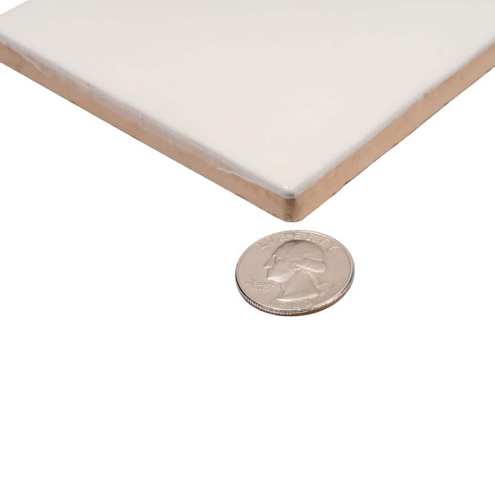 Silken 3.94 in. x 3.94 in. Glossy White Ceramic Square Wall and Floor Tile (6.46 sq. ft./case) (60-pack)
