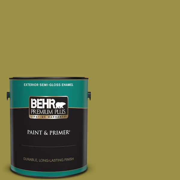 BEHR PREMIUM PLUS 1 gal. Home Decorators Collection #HDC-FL13-8 Tangy Dill Semi-Gloss Enamel Exterior Paint & Primer