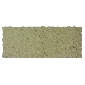 Bell Flower Collection 100% Cotton Tufted Bath Rugs, 21 in. x54 in. Runner, Green