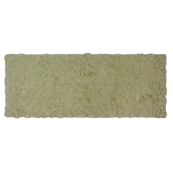 Bell Flower Collection 100% Cotton Tufted Bath Rugs, 21 in. x54 in. Runner, Green