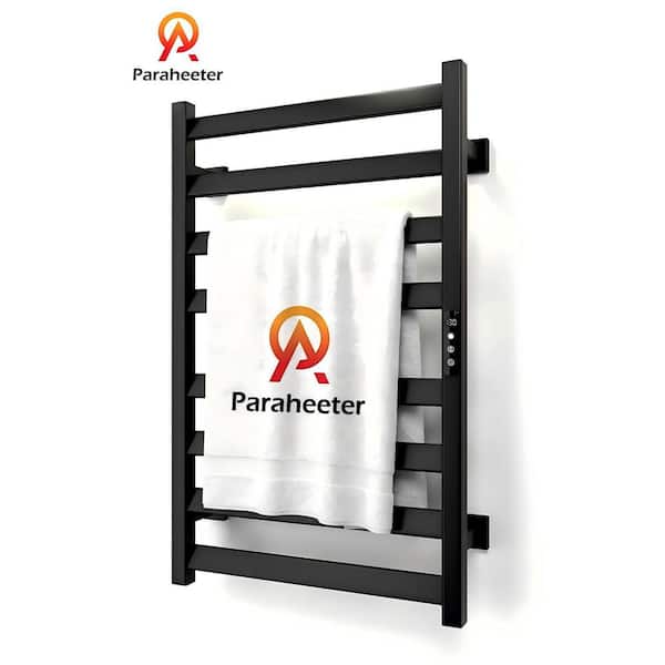 Electric Towel Warmer Wall Mount Heated Towel 8 Bars Plug in Hardwired Black