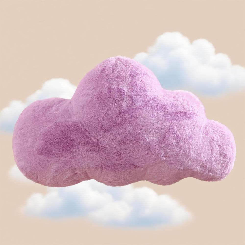 9.5 x 16 in Cloud Throw Pillow Purple Faux Fur PP Cotton 1-Piece