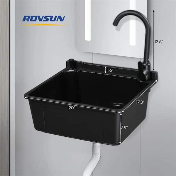 Karl home 17.5 in. D x 20.3 in. W Wall Mount Laundry/Utility Sink in Black with Faucet