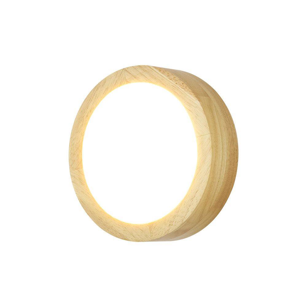 Phoebe 1-Light 7.87 in. Modern Farmhouse Brown Small LED Round Wall Sconce in Rubberwood Finish price history on PriceWatchPro