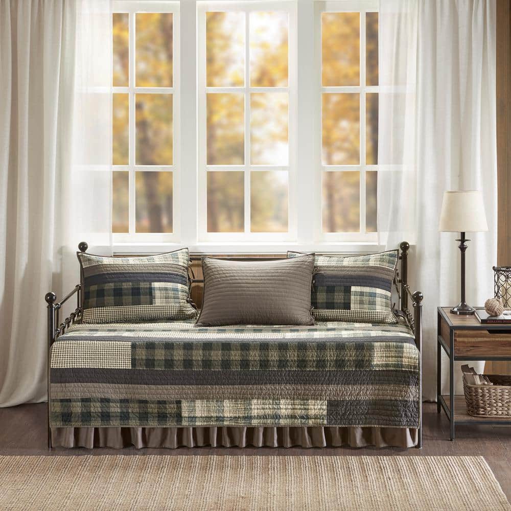 Winter Plains 5-Piece Reversible Cotton Daybed Cover Set in Tan and Brown