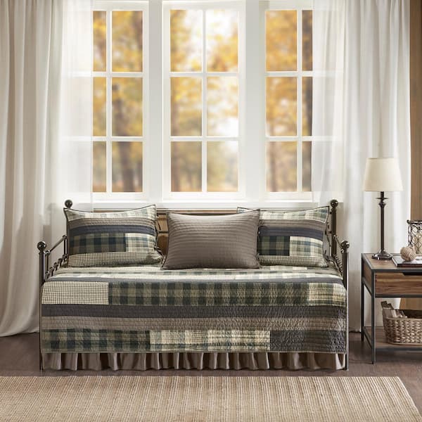 Winter Plains 5-Piece Tan Cotton Day Bed Coverlet Set