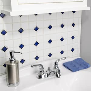 Oxford Matte White with Cobalt Dot 11-1/2 in. x 11-1/2 in. Porcelain Mosaic Tile (9.4 sq. ft./Case)