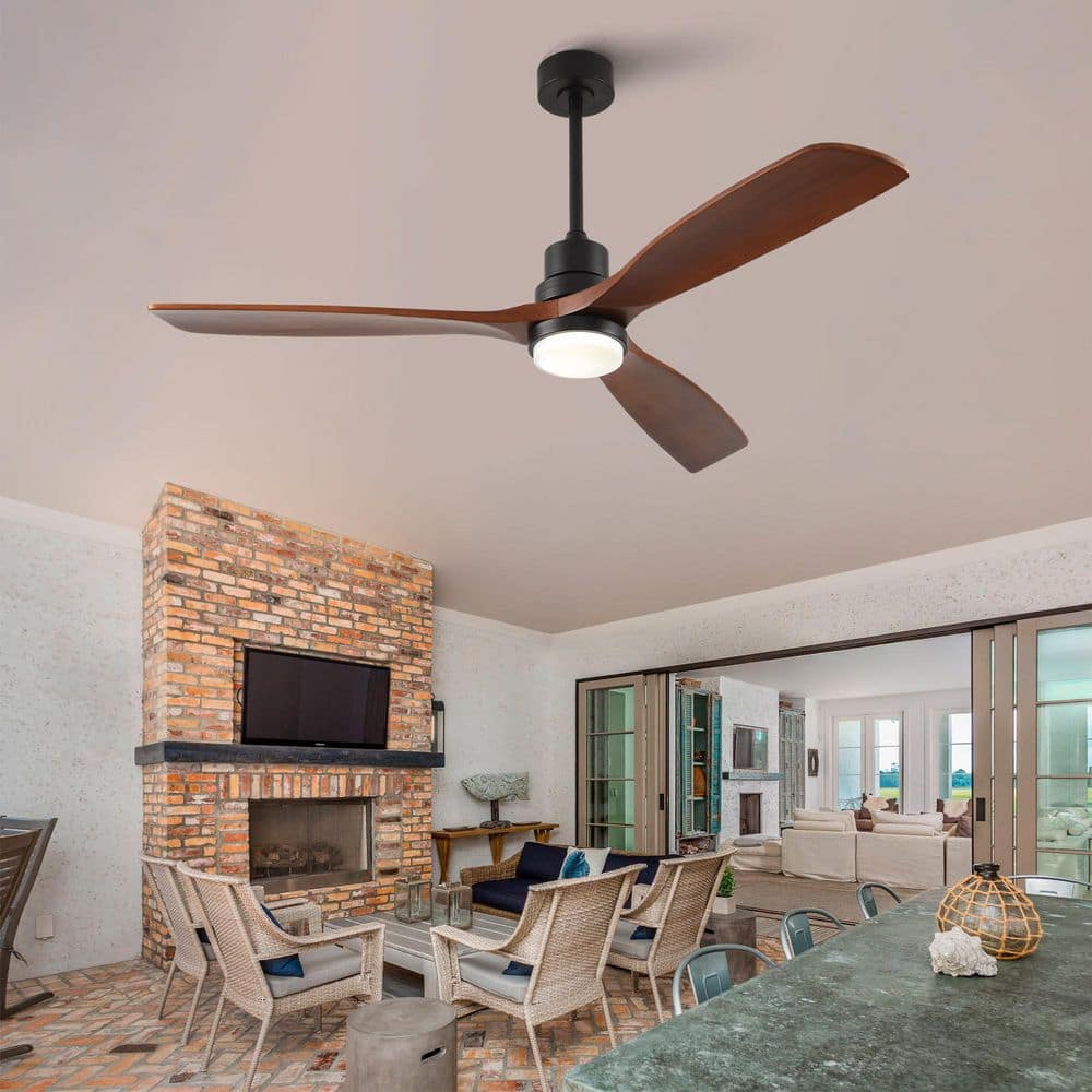 Byteany 60 in. Indoor Black Downrod Mount Standard Ceiling Fan with 3 ...