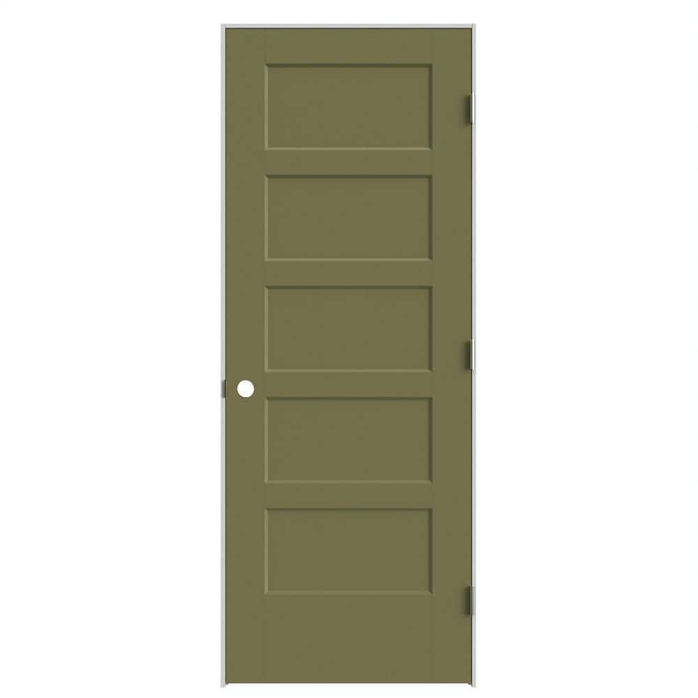24 in. x 80 in. 5-Panel Bayshore Left-Hand Hollow Truly Olive Molded Composite Single Prehung Interior Door Flat Jamb price history on PriceWatchPro