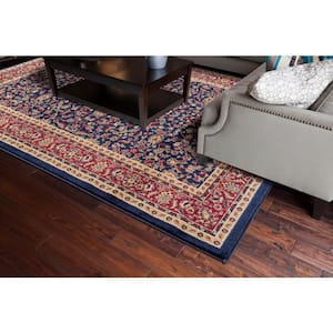 Jewel Collection Kashan Navy Rectangle Indoor 9 ft. 3 in. x 12 ft. 6 in. Area Rug