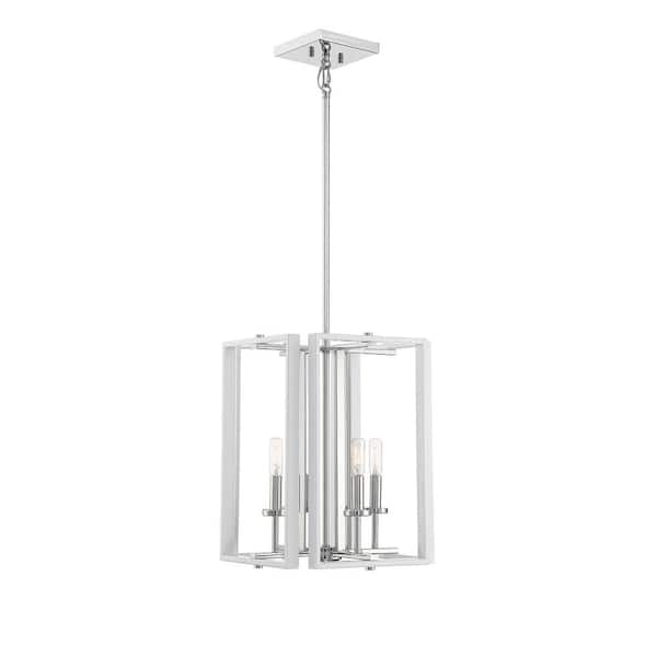 Savoy House Champlin 4-Light White/Polished Nickel Candlestick Pendant Light
