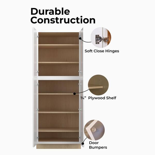 Norfolk Assembled 24 in. W x 84 in. H x 24 in. D Plywood Pantry Cabinet in Painted White