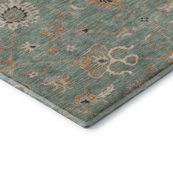 Mayfield Premium Machine Washable Abstract AMF1137 Cactus 5 ft. x 7 ft. 6 in. Area Rug