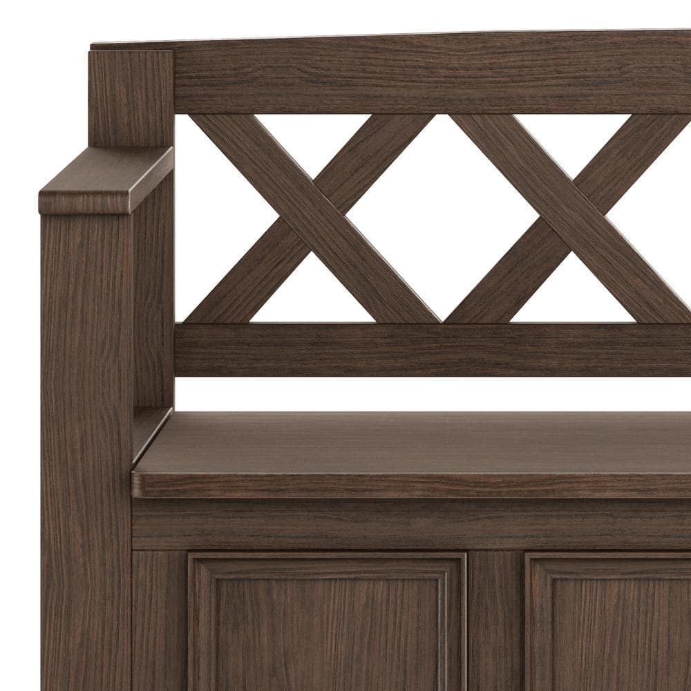 Amherst Farmhouse Brown Solid Wood Entryway Storage Bench