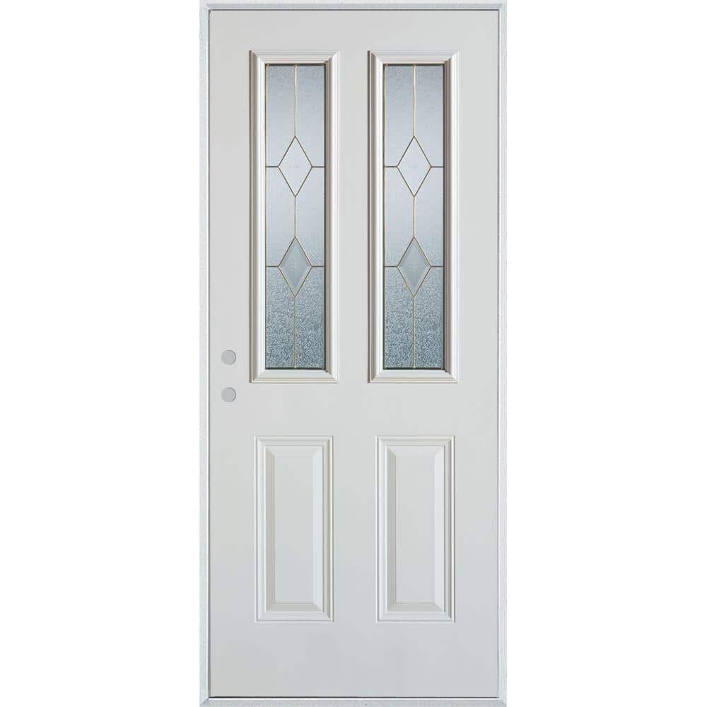 Geometric 32 in. x 80 in. 2 Panel Right-Hand/Inswing 2 Lite White Primed Smooth Fiberglass Prehung Front Door price history on PriceWatchPro