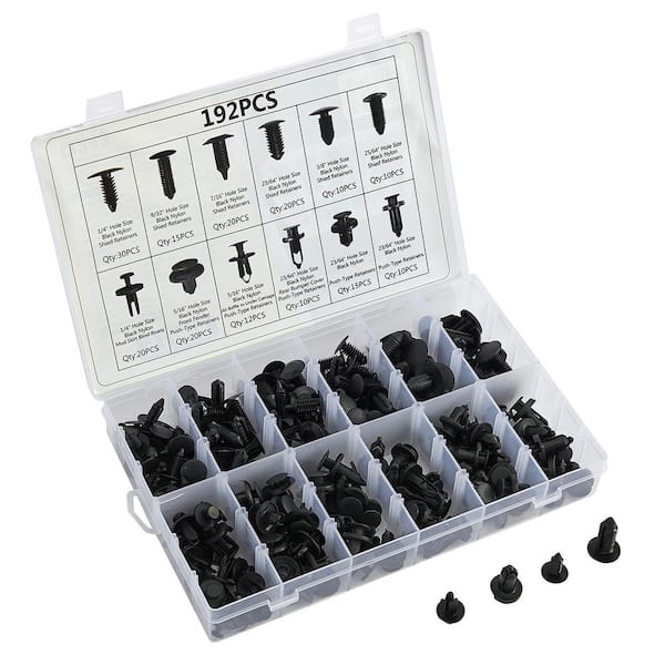 192-Piece Car Panel Trim Assortment Retainer Push Pin Rivet Clips