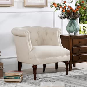 Katherine Traditional Sky Neutral Tufted Living Room Accent Arm Chair