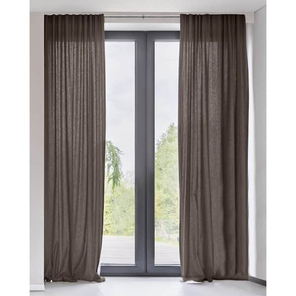 Chicology Adorn Brown Solid Rod Pocket Sheer Curtain - 52 in. W x 84 in. L (Set of 2)