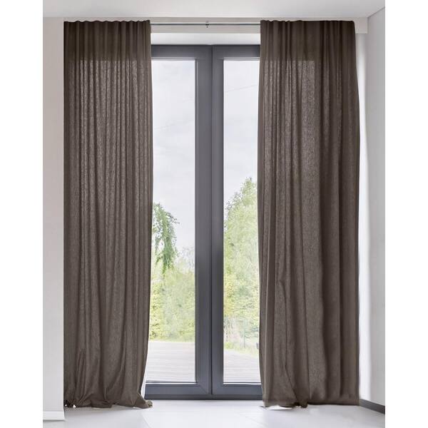 Chicology Adorn Brown Solid Rod Pocket Sheer Curtain - 52 in. W x 96 in. L (Set of 2)