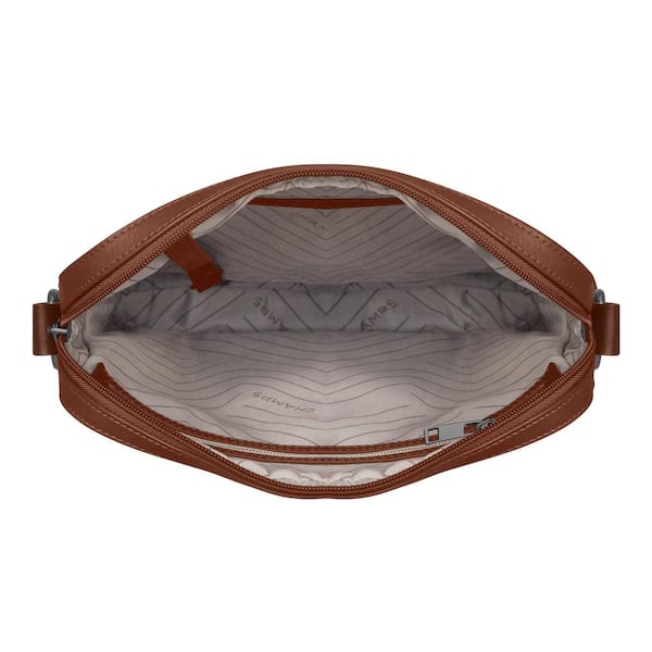 CHAMPS Onyx Collection 9.5 in., Brown Leather Crossbody Bag
