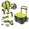 RYOBI ONE+ 18V Cordless 6-Tool Combo Kit with 1.5 Ah Battery, 4.0 Ah Battery, Charger, and LINK Rolling Tool Box PCL1600K2-STM201