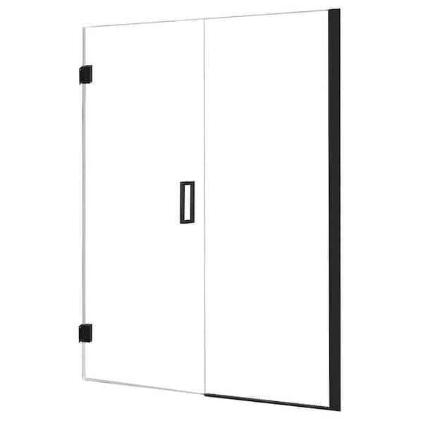 CRAFT + MAIN Marina 48 in. W x 74 in. H Pivot Door and Panel Semi Frameless Shower Door in Matte Black