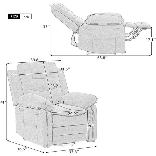 Recliner chair standard discount size