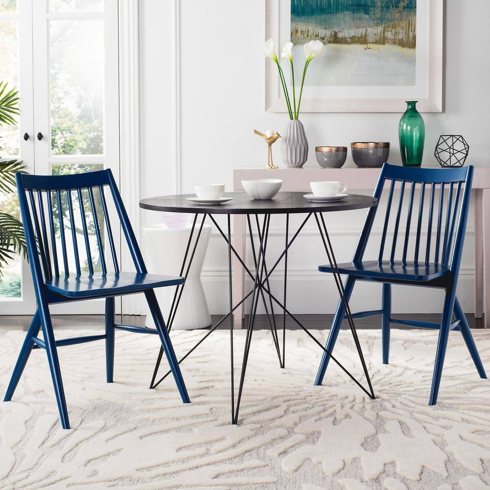 Navy High Back Wood Windsor Side Chair