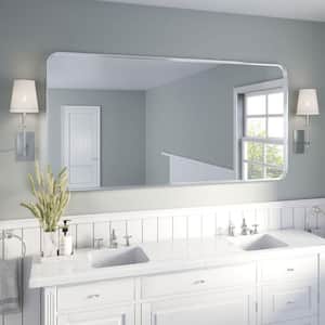 72 in. W x 36 in. H Rectangular Aluminum Framed Wall Bathroom Vanity Wall Mount Mirror in Silver