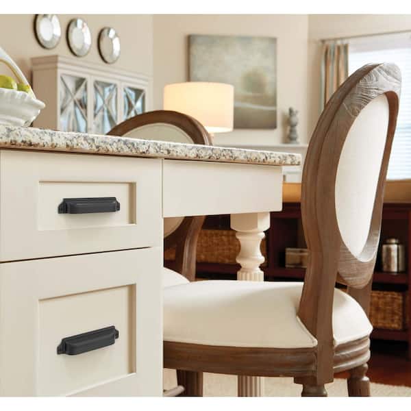 Bellport 3 in. or 3-3/4 in. (76mm or 96mm) Matte Black Cabinet Cup Pull