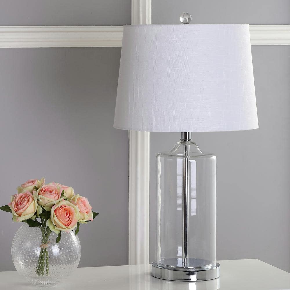 Walsh 25" Clear Glass Table Lamp with Chrome Accents