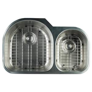 Undermount Stainless Steel 31 in. 0-Hole Double Bowl Kitchen Sink