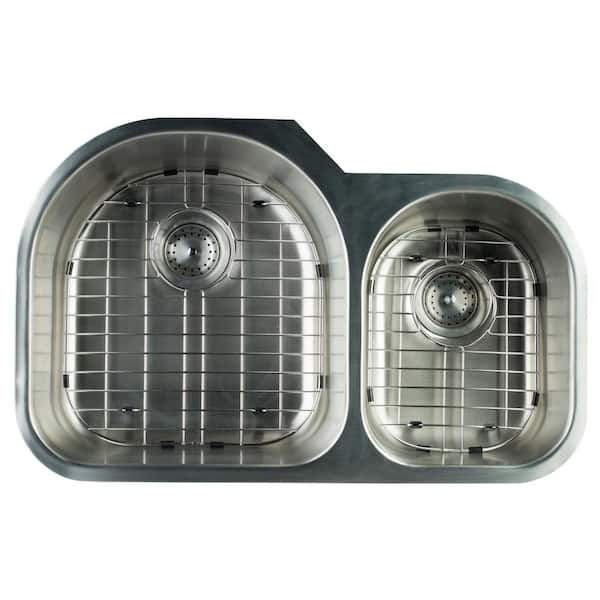 MSI Undermount Stainless Steel 31 in. 0-Hole Double Bowl Kitchen Sink