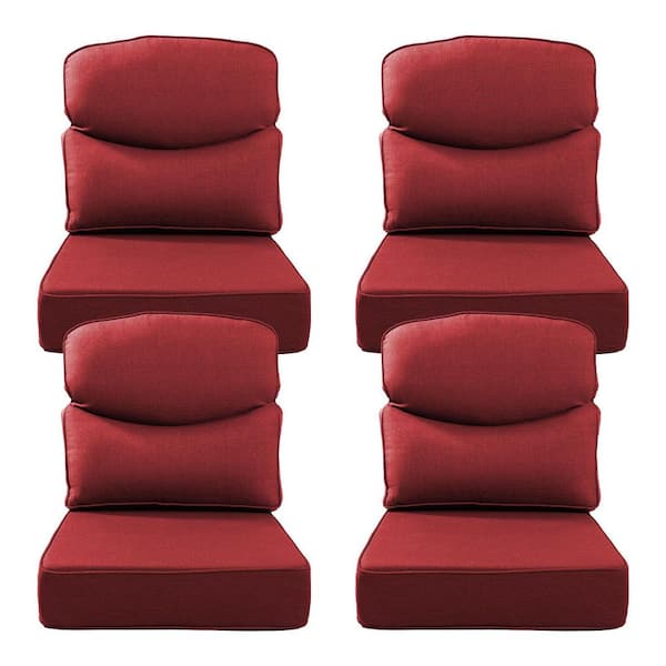 Ivora 24 in. W x 24 in. D x 6 in. T 8-Piece Water and Fade Resistant Outdoor Lounge Chair Replacement Cushion Set in Red